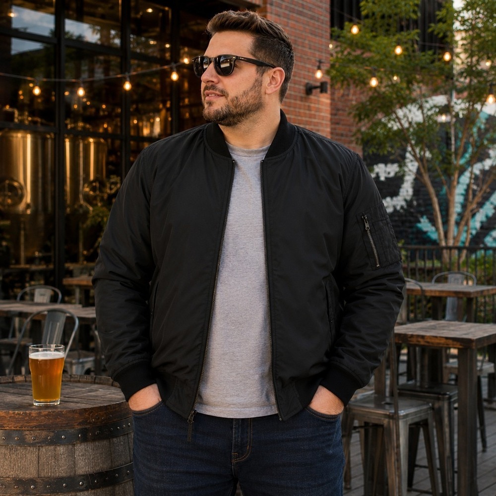 CSG Men's Large Black Bomber Jacket Minimalist Utility Gorpcore Urban Casual